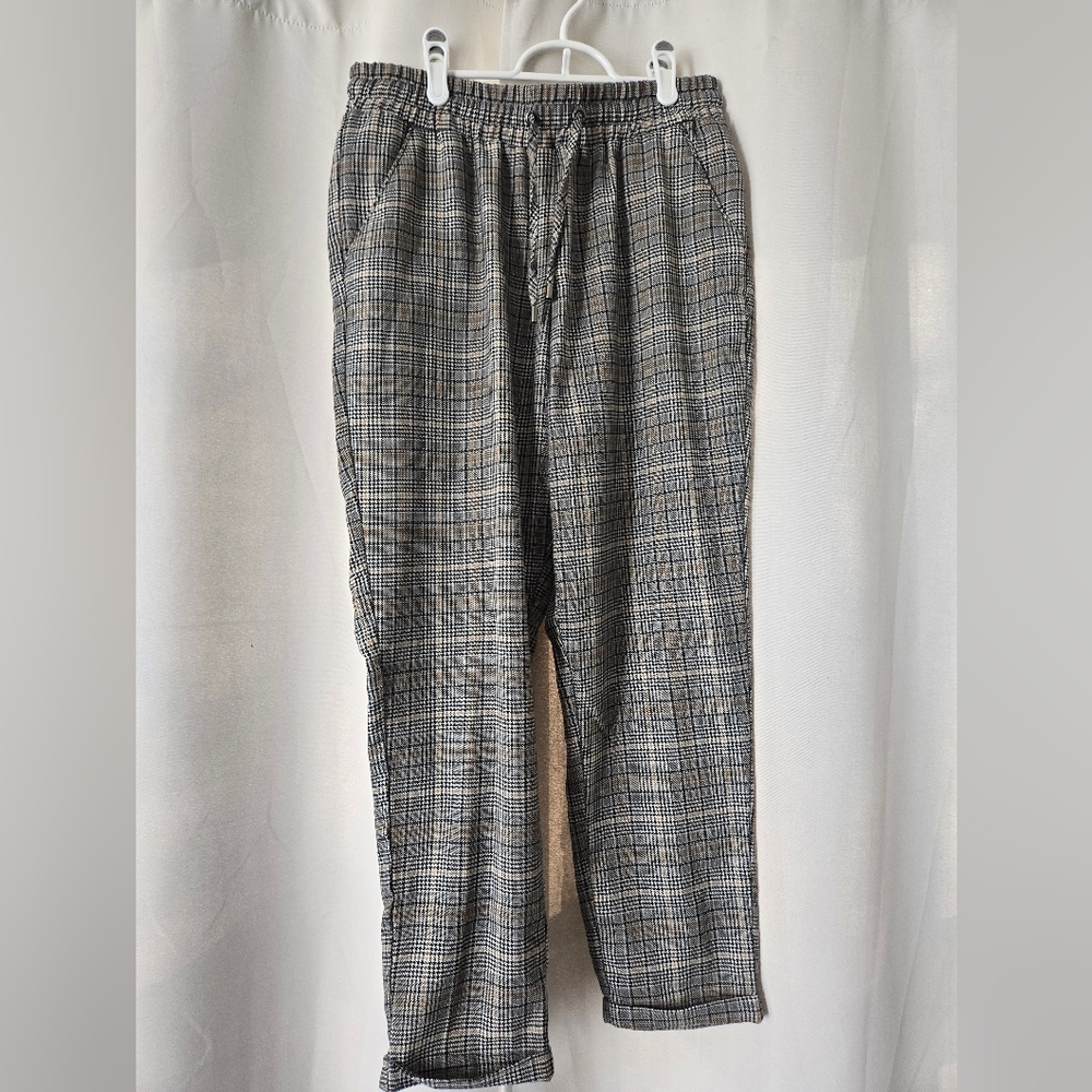 Plaid Drawstring Joggers for Women